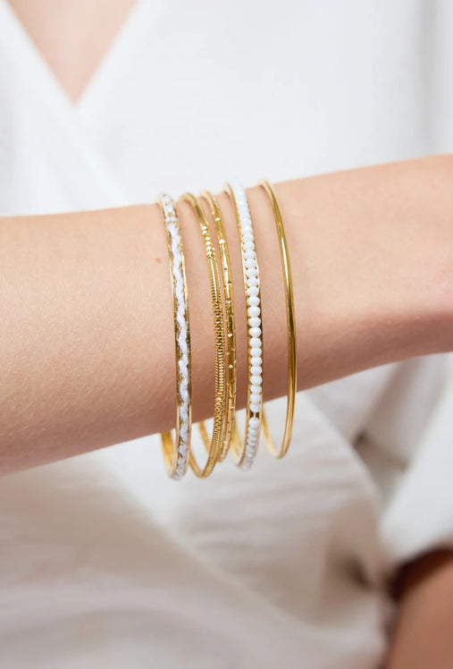 Bracelet jonc acier inoxydable 316L Béhemora, finition or, collection française